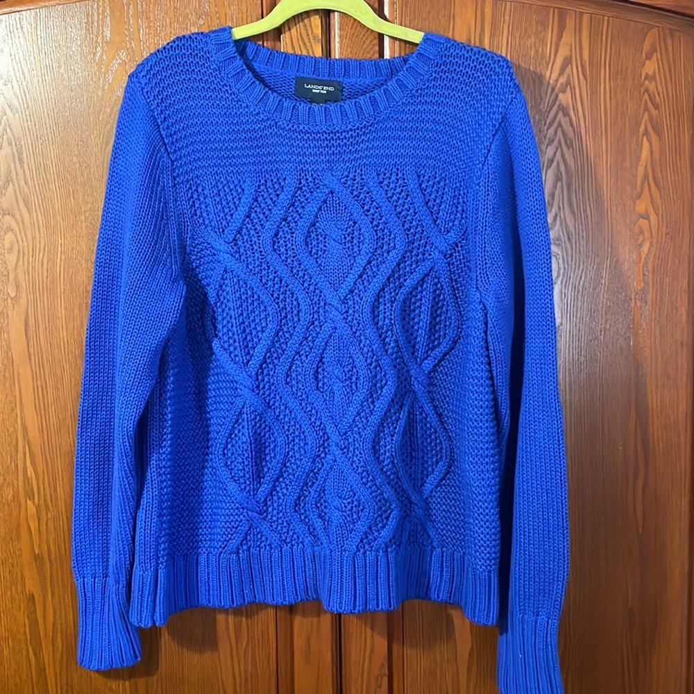 Lands’ End Drifter Womens XL/P Cobalt Blue Crewneck Sweater